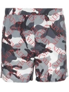Valentino Camouflage Grid Logo Swim Shorts In Up0 Camou