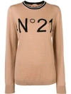 N°21 Nº21 INTARSIA LOGO JUMPER - 大地色