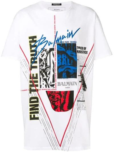 Balmain Find The Truth Printed T-shirt In White