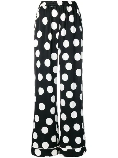 Dolce & Gabbana Polka-dot Silk-blend Satin Wide-leg Trousers In Black