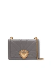 Dolce & Gabbana Medium Devotion Bag In Quilted Nappa Leather In Grey