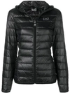 Ea7 Train Core Hooded Light Down Jacket In Black
