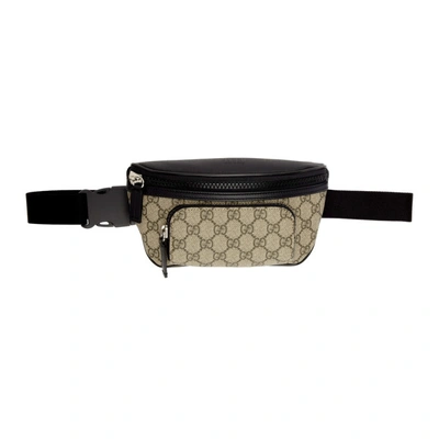 Gucci Black And Beige Gg Belt Bag In 9772 Beige