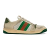 Gucci Virtus Distressed Leather And Webbing Sneakers In Grey