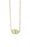 ANZIE DEW DROP TURQUOISE EVIL EYE PENDANT NECKLACE,3794T