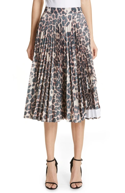 Calvin Klein 205w39nyc High Waisted Tiger Taffeta Pleated Skirt In Electric Trouserher