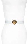 Dolce & Gabbana Devotion Logo Heart Buckle Leather Belt In White