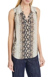 JOIE BRANKA SNAKESKIN PRINT SLEEVELESS BLOUSE,19-1-004854-TP02781