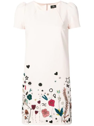 Elisabetta Franchi Floral Print Mini Dress In Neutrals