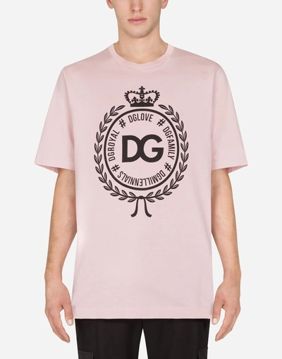 Dolce & Gabbana Logo-print Cotton-jersey T-shirt In Pink