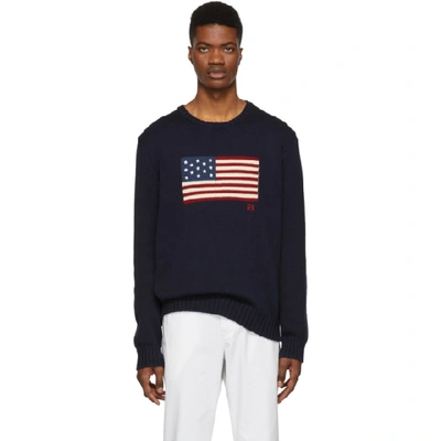 Polo Ralph Lauren Intarsia Cotton Sweater In Hunter Navy