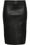 Theory Womens Faux Leather Midi Pencil Skirt In Black