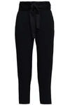 IRO IRO WOMAN JEAVA CROPPED BELTED CREPE TAPERED trousers BLACK,3074457345620262934