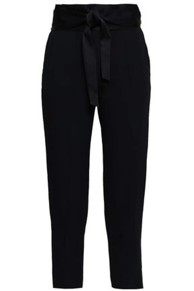 Iro Woman Jeava Cropped Belted Crepe Tapered Trousers Black
