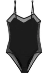 CALVIN KLEIN UNDERWEAR Mesh-trimmed stretch-jersey bodysuit,3074457345620264369