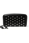 JIMMY CHOO JIMMY CHOO WOMAN EMBELLISHED LEATHER CONTINENTAL WALLET BLACK,3074457345620089256