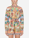 Dolce & Gabbana Cropped Tie-front Printed Cotton-poplin Shirt