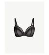 Chantelle Parisian Allure Multi-way Stretch-jersey, Lace And Tulle Underwired Bra In 011 Black