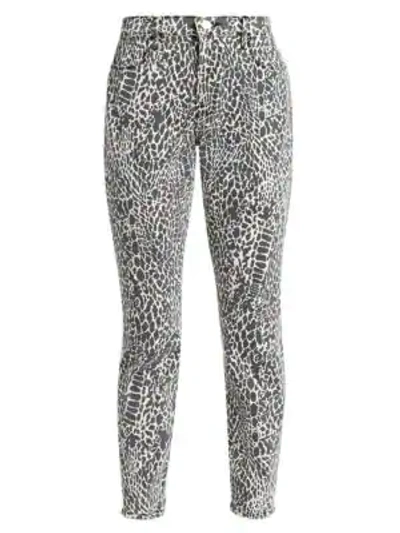 Frame Le High Skinny Abstract Animal-print Jeans In Noir Multi