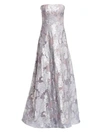 RENE RUIZ Fil Coupé Strapless Crystal-Embellished Gown