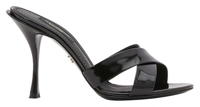 Dolce & Gabbana Black 90 Polished Calfskin Mules