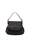 Tom Ford Jennifer Medium Double Strap Bag In Grained Leather In Black