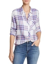 Rails Hunter Button Down Top In White Sky Pink