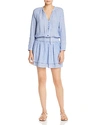 Rails Jasmine Striped V-neck Long-sleeve Tiered Mini Dress In Azure Stripe