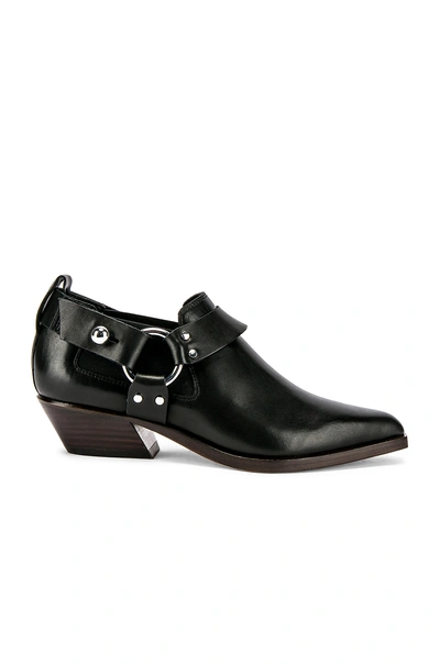 Rag & Bone Leather Western Harness Ankle Booties In Black Leather