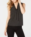 ANNE KLEIN PRINTED TIE-NECK TOP