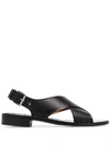 CHURCH'S CHURCH'S BLACK RHONDA CROSSOVER LEATHER SANDALS - 黑色