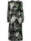 OSCAR DE LA RENTA FLORAL PRINT MIDI DRESS