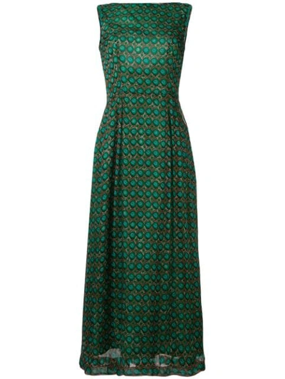 Aspesi Printed Boat Neck Dress - 绿色 In Green