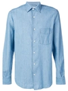 Aspesi Garment Dyed Linen Classic Shirt In Air Force Blue