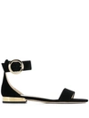 Jimmy Choo Jamie Flat Suede Sandals In Black