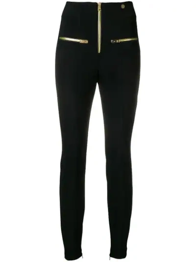 Versace Collection High-waist Zipped Leggings - 黑色 In Black