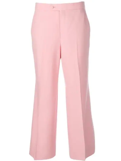 Gucci Stretch-wool Cropped Trousers In Pink
