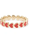 ALISON LOU HEART STACK 14-KARAT GOLD AND ENAMEL RING