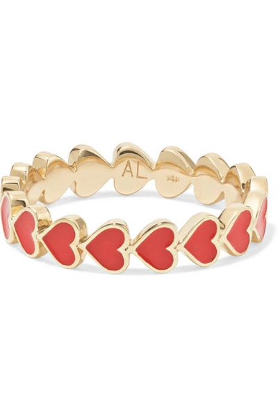 Alison Lou Heart Stack 14-karat Gold And Enamel Ring