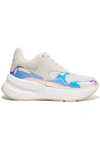 ALEXANDER MCQUEEN Smooth and iridescent leather exaggerated-sole sneakers