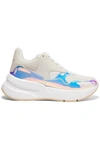 Alexander Mcqueen Smooth And Iridescent Leather Exaggerated-sole Sneakers In White