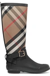 BURBERRY Checked cotton-canvas and rubber rain boots