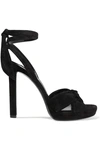 SAINT LAURENT HALL BOW-DETAILED SUEDE PLATFORM SANDALS