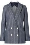 MAX MARA BELLICO DOUBLE-BREASTED PINSTRIPED LINEN BLAZER