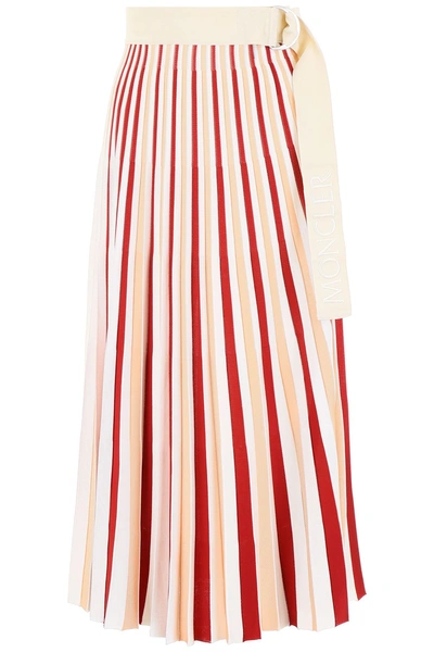 Moncler Genius Striped Midi Skirt W/ Belt In Multicolor