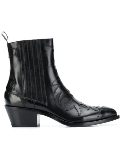 Sartore Patch Detail Western Boots In Nero