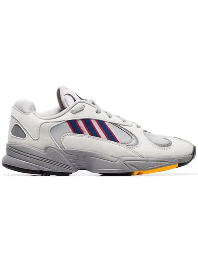 Adidas Originals Off-white Yung 1 Mesh Insert Low-top Leather Sneakers In Grey