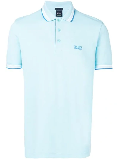 Hugo Boss Trimmed Polo Shirt In Blue