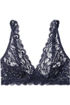 Hanro Moments Stretch-lace Soft-cup Bra In Navy