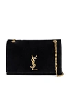 Saint Laurent Kate Medium Reversible Ysl Crossbody Bag In Suede And Smooth Leather In Black